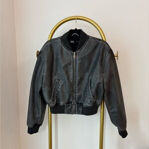 Zara Black Quilted Bomber Jacket